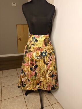 Vintage Chico's Multicolor Patchwork Embroidered A-Line Skirt